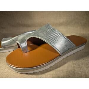 Silver & brown platform sandals size 10 NWT
